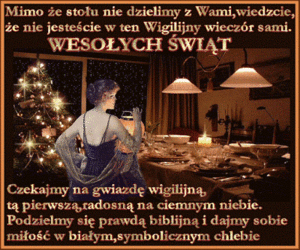 Kobieta w sukni dzieli się opłatkiem